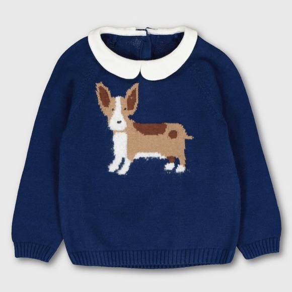 tu Other - TU baby boys girls navy corgi dog sweater Peter Pan collar 18-24 mo